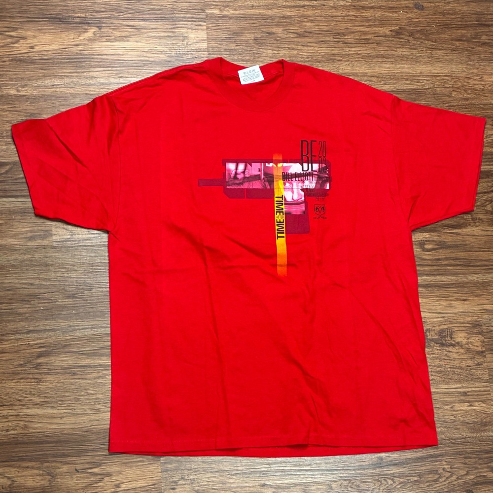 Y2K Bill Elliott Dodge NASCAR 2003 Racing Double Sided T Shirt Mens XL Red